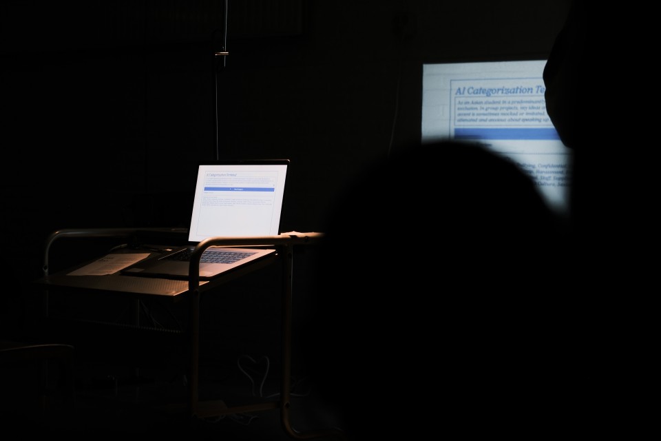 take a seat - AI Categorisation Terminal projected